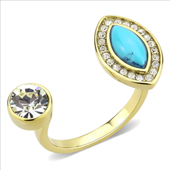 Gold-Plated Stainless Steel Synthetic Turquoise Ring
