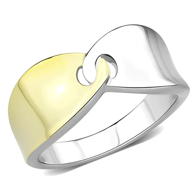 Two-Tone Stainless Steel Gold Linked Ring from CeriHewelry