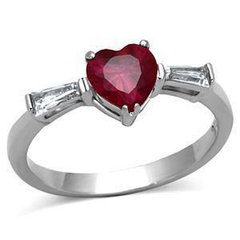 Women’s Stainless Steel Red CZ Heart Ring