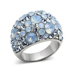 Stainless Steel London Blue Pave Dome Ring