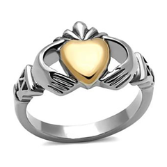 Two-Tone Stainless Steel Claddagh Ring