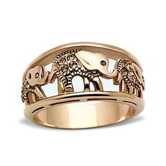 CJG2383 Rose Gold-Plated Stainless Steel Elephant Ring with Top-Grade Crystals