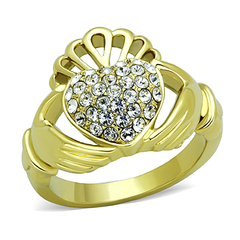 Gold Lust Pave Crystal Claddagh Ring
