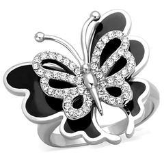 CJG2664 Stainless Steel Top Grade Crystal and Epoxy Butterfly Ring