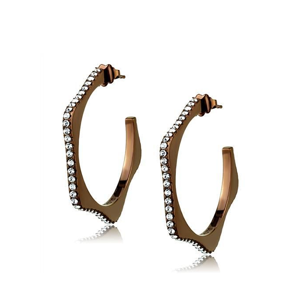 Coffee-Plated Stainless Steel Cuff Earrings