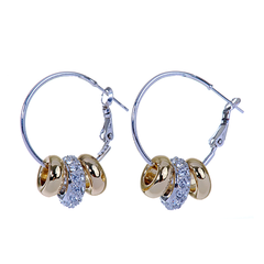 Two-Tone Bead Swarovski Elements Hoop Earrings