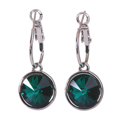 Emerald Swarovski Elements Circle Drop Earrings