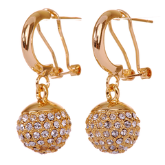 18K Gold Swarovski Elements Crystal Ball Earrings