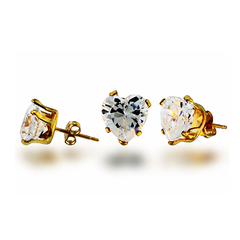 Gold-Filled Heart CZ Stud Earrings