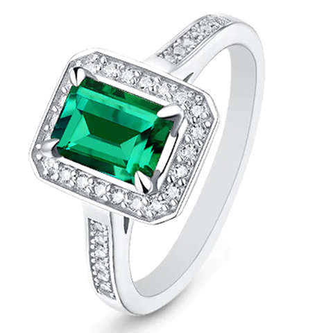 Minimal 925 Sterling Silver Emerald-Cut Moissanite Ring