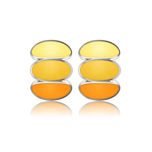 Stainless Steel Orange Gradient Enamel Stud Earrings