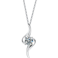 Sterling Silver Moissanite Wispy Pendant Necklace