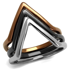 Three-Tone Stainless Steel Stackable Triangle Ring Set