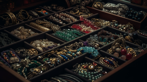 AI-generated image from Midjourney showing fashion jewelry inventory 