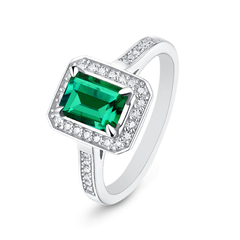 Emerald Cut Minimal Moissanite Ring in 925 Sterling Silver