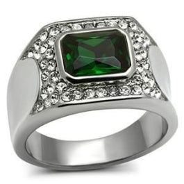 CJG1004 Wholesale High Polished Stainless Steel Synthetic Emerald Men's  Fashion Ring