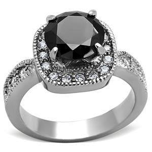 CZ Black Diamond Stainless Steel Halo Ring from CeriJewelry