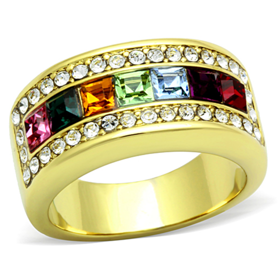 Stainless Steel Multi-Color Top Grade Crystal Ring