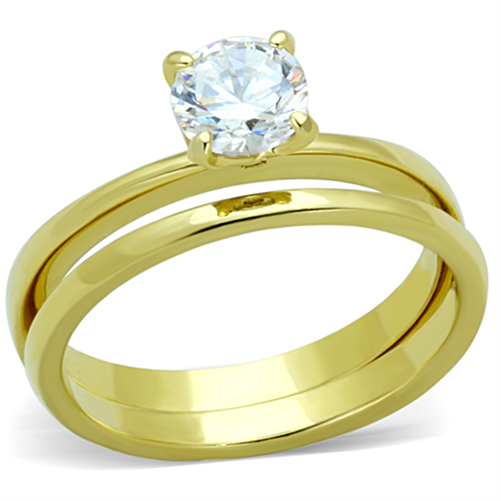 Gold-plated Stainless Steel AAA Grade CZ Ring from CeriJewelry