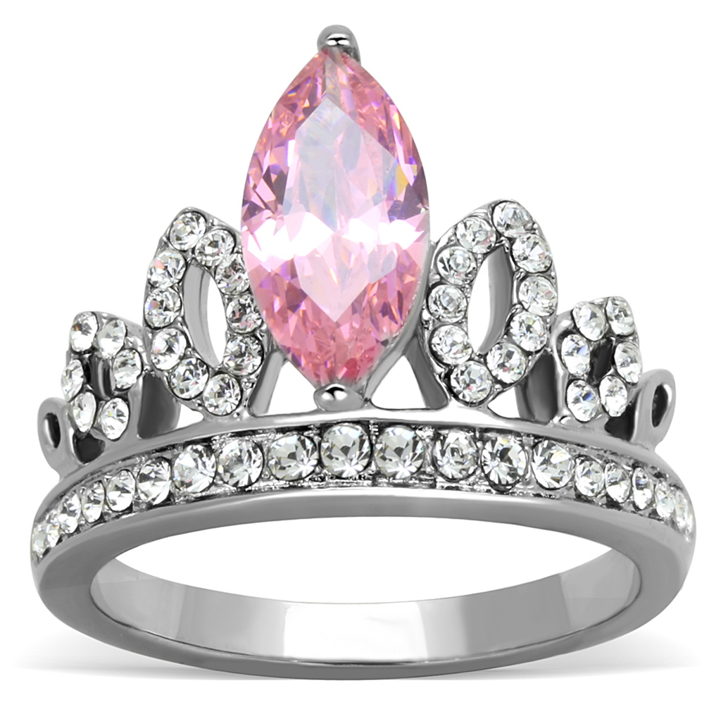 An elegant princess pink marquise CZ stainless steel ring