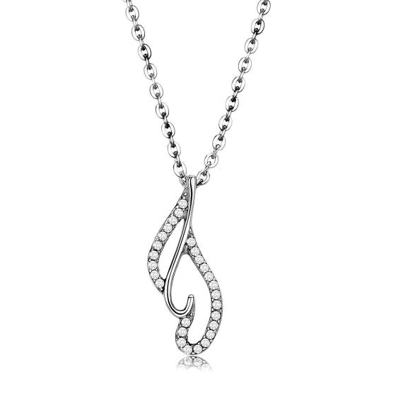 Stainless Steel AAA Grade CZ Clear Swirl Chain Pendant