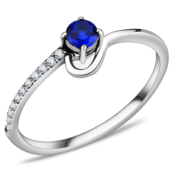 Stainless Steel AAA Grade Cubic Zirconia London Blue Solitaire Minimal Ring from CeriJewelry