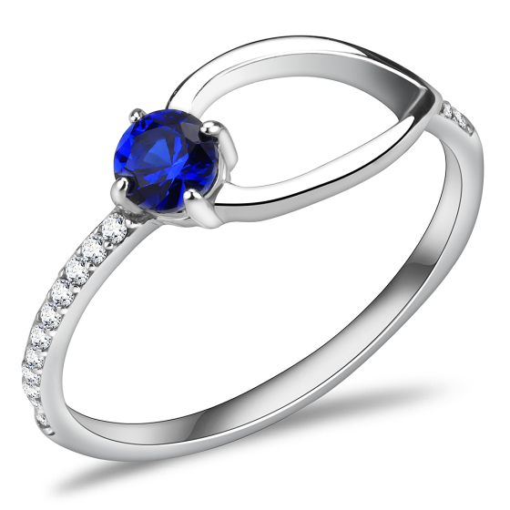 Stainless Steel AAA Grade Cubic Zirconia London Blue Minimal Ring from CeriJewelry
