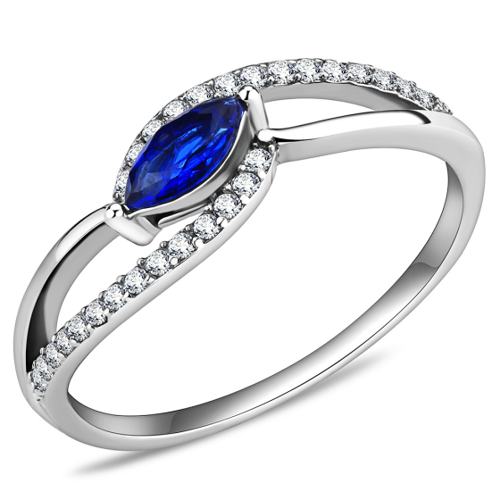 Stainless Steel AAA Grade Cubic Zirconia London Blue Marquise Minimal Ring from CeriJewelry