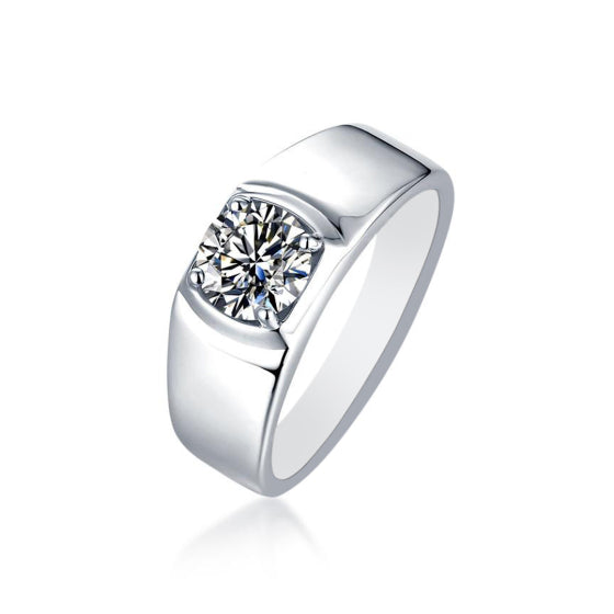 Men's Moissanite Sterling Silver Wedding Ring from CeriJewelry