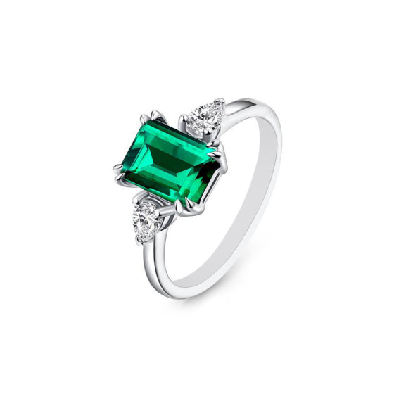 Emerald Moissanite Ring in 925 Sterling Silver from CeriJewelry