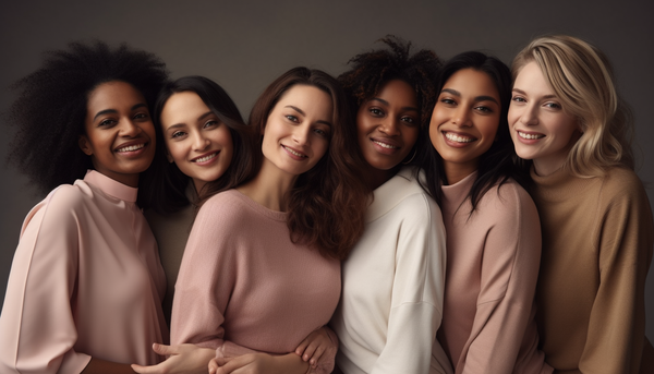 six smiling women of different ethnicities