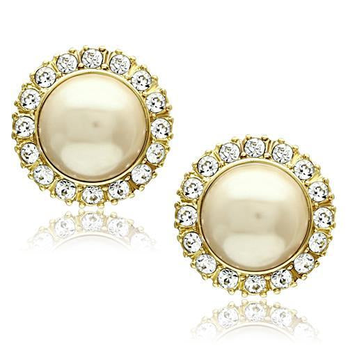 Gold plated stainless steel pearl stud earrings from CeriJewelry