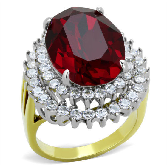  Siam Red Crystal Gold Plated Ring