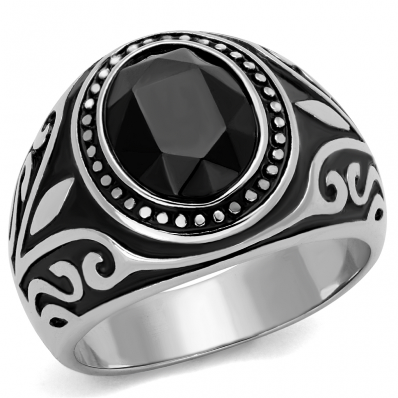 Men's Black & Silver Motif Ring from CeriJewelry