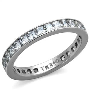 Stainless Steel Clear AAA Grade CZ Minimal Eternity Ring