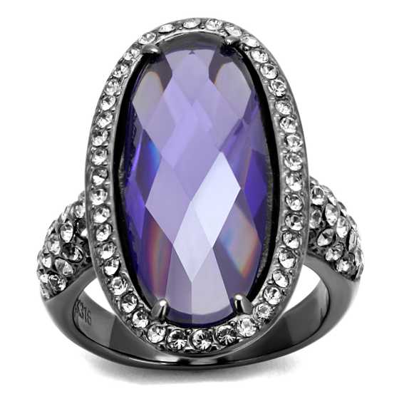 Simulated Oval Tanzanite Cubic Zirconia Cocktail Ring