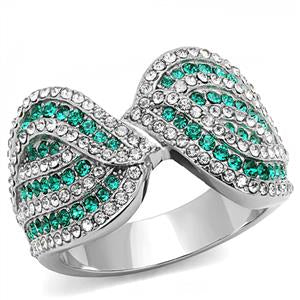 Women's Stainless Steel Emerald Top Grade Crystal Fashion Ring