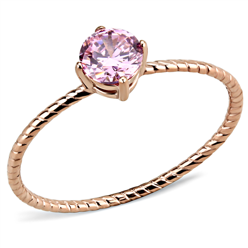 Stainless Steel IP Rose Gold AAA Grade CZ Rose Minimal Ring from CeriJewelry