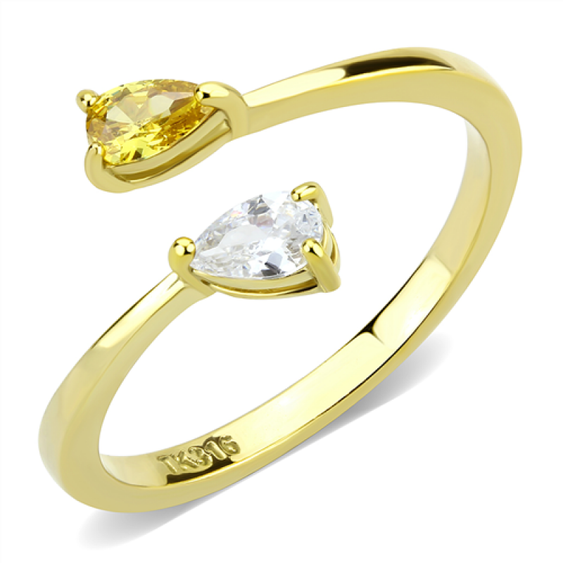 Stainless Steel IP Gold AAA Grade CZ Topaz Ring