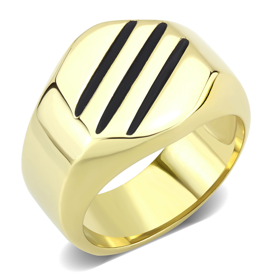 Men's Stainless Steel IP Gold 3 Stripe Ring from CeriJewelry