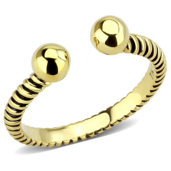 Stainless Steel IP Gold Ribbed Minimal Cuff Ring