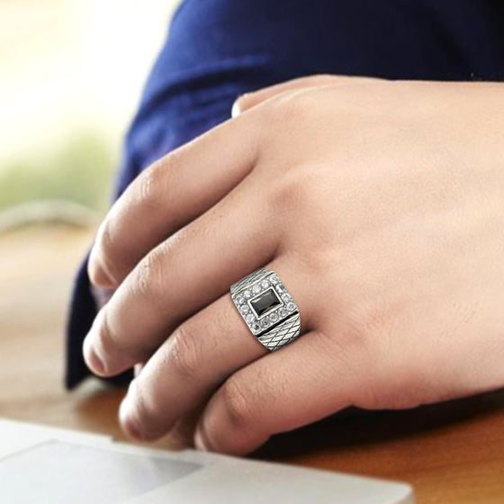 Stainless Steel AAA Grade CZ in Jet Black Ring from CeriJewelry