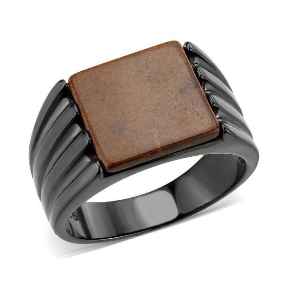 Black Stainless Steel Semi-Precious in Topaz Ring
