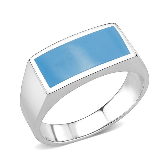 Stainless Steel Epoxy Sea Blue Ring