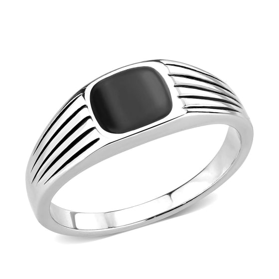 Stainless Steel Epoxy Jet Black Ring