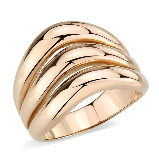 Stainless Steel IP Rose Gold Dome Ring