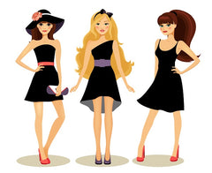 three ladies in little black dresses vector by macrovector