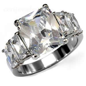 CJ7692OS Wholesale Stainless Steel Princess CZ Engagement Ring