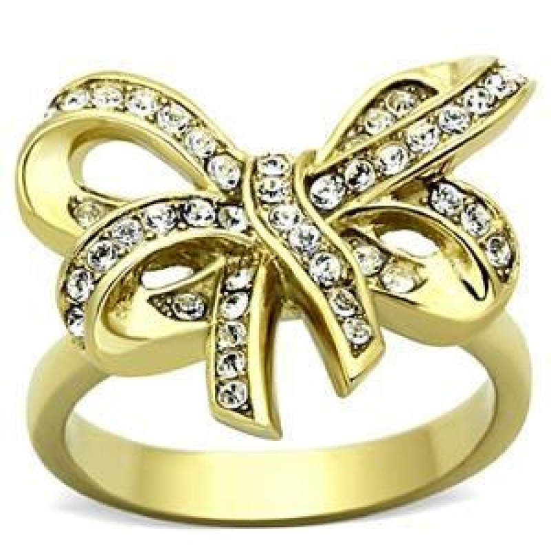 CJG1280 Wholesale Demure Bow Ring in Gold Ion Plated Stainless Steel_CeriJewelry