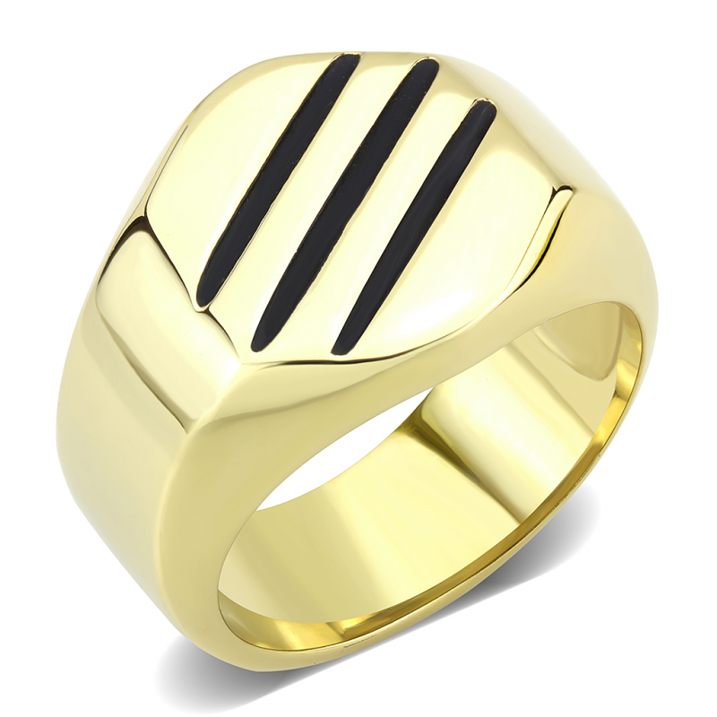 CJ3598 Wholesale Men's Stainless Steel IP Gold 3 Stripe Ring from CeriJewelry